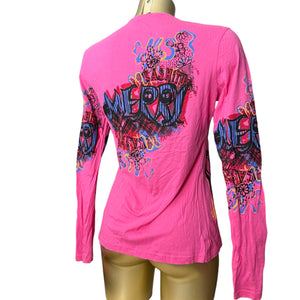 Pink graphic long sleeves top (XL)