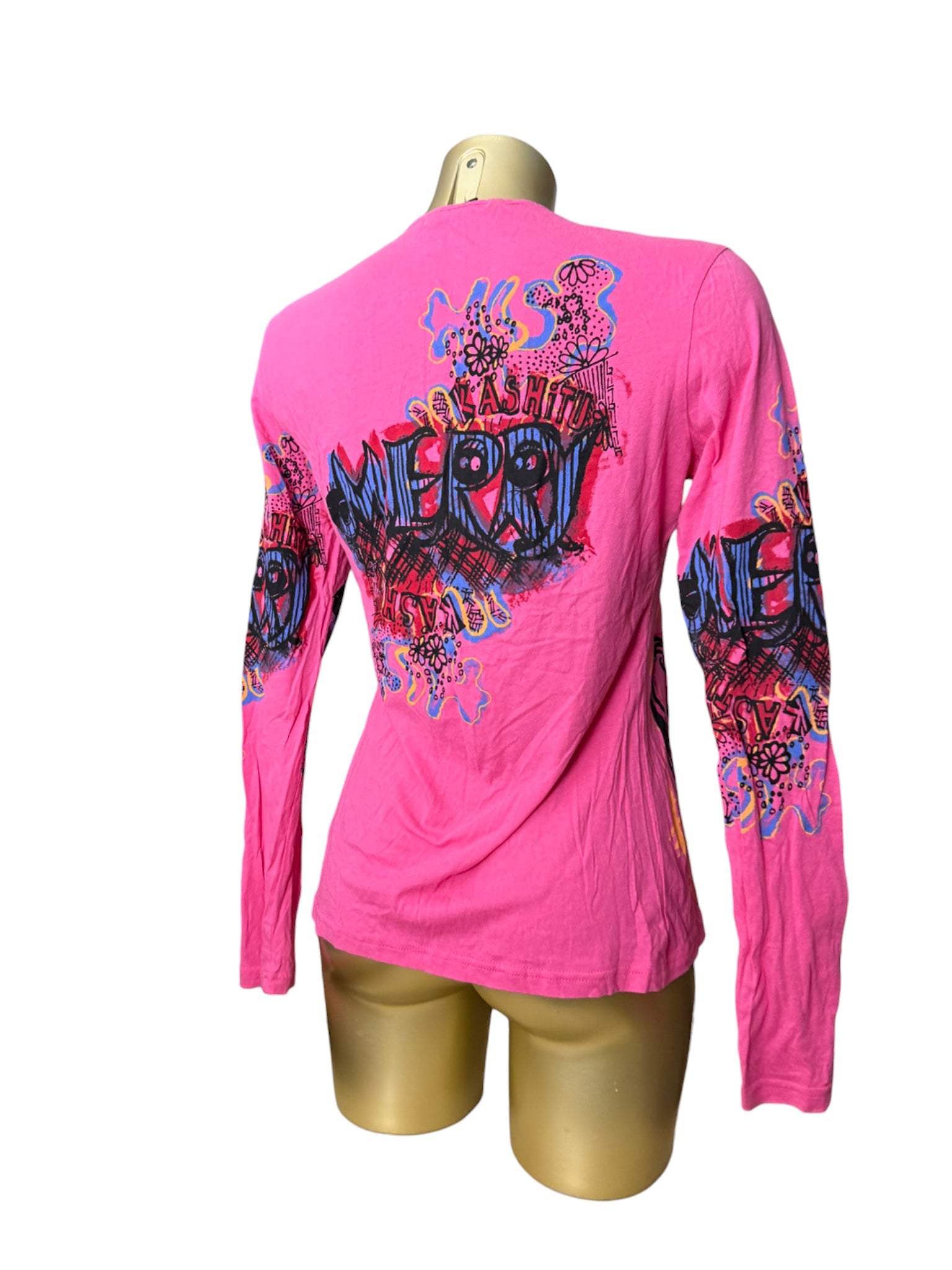 Pink graphic long sleeves top (XL)