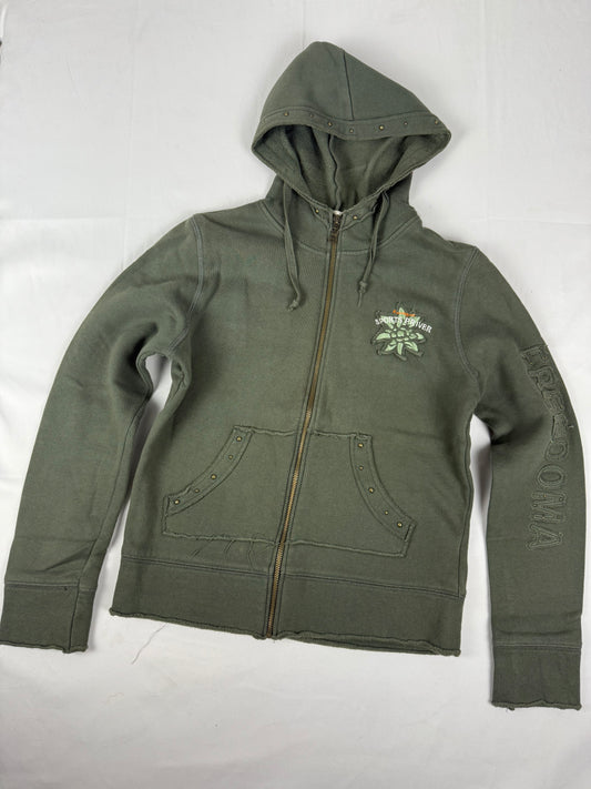 Khaki cotton zip up hoodie (S/M)