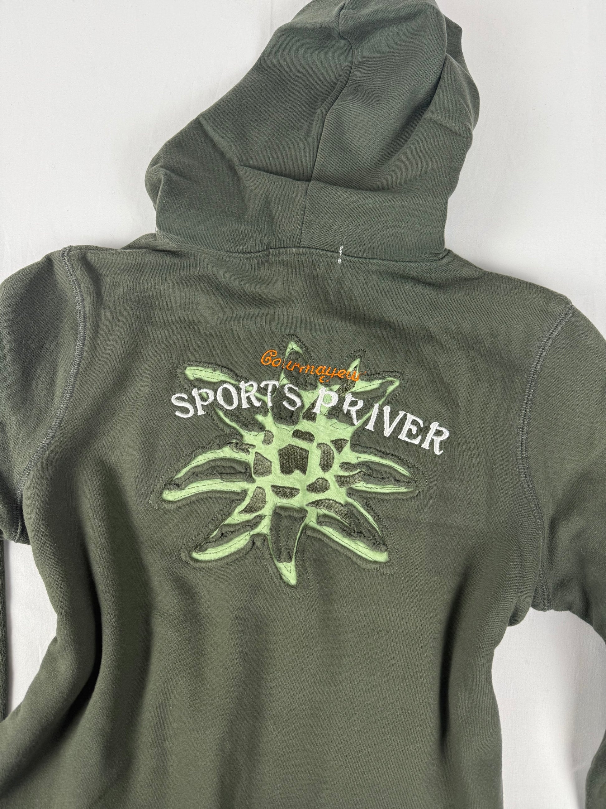 Khaki cotton zip up hoodie (S/M)