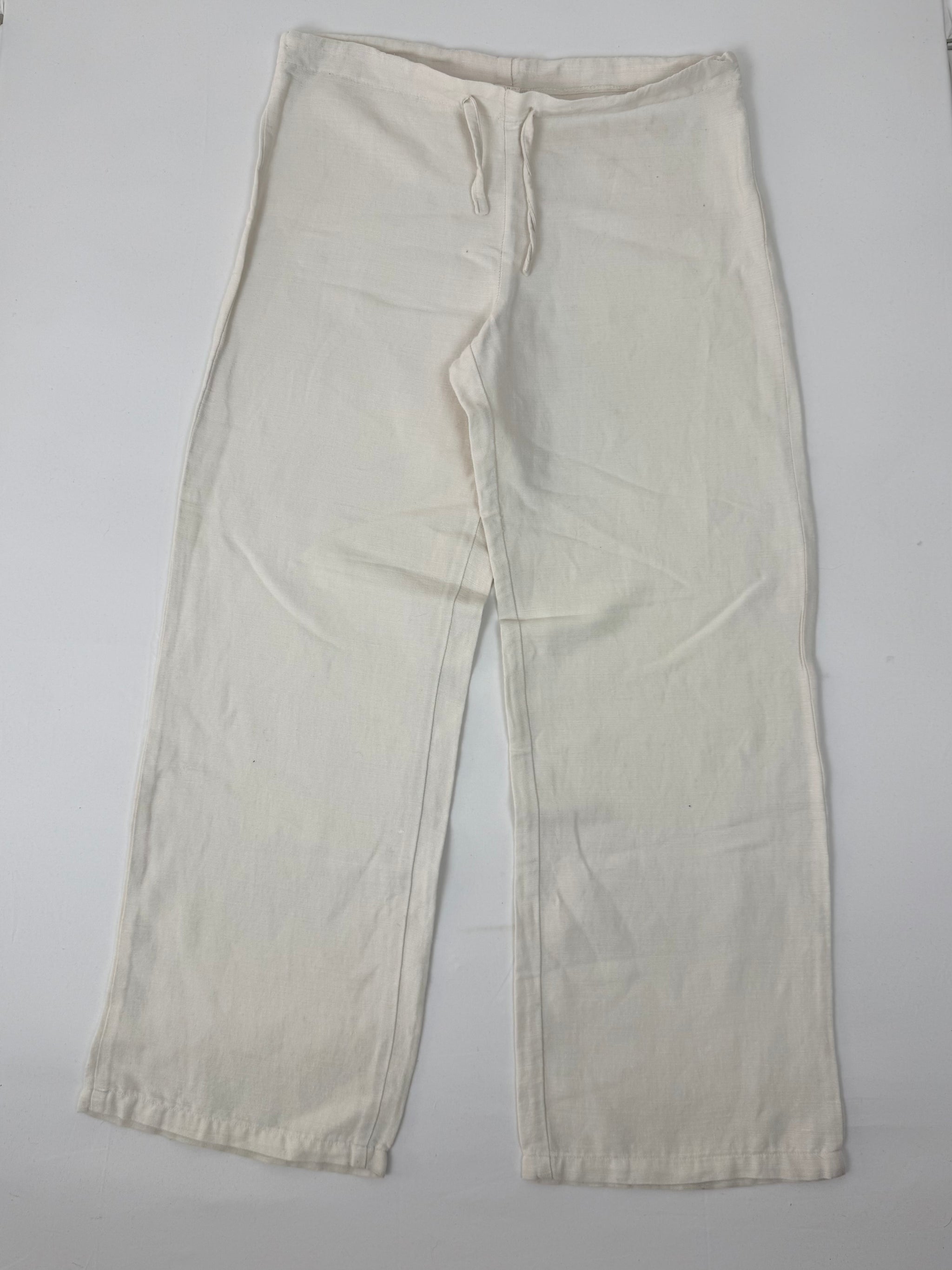 White linen baggy pants (M)