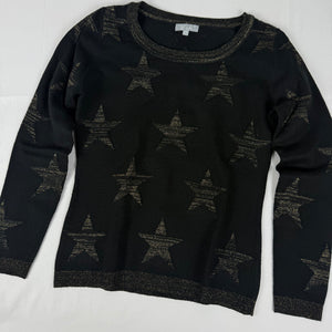 Black & gold stars print jumper (S)