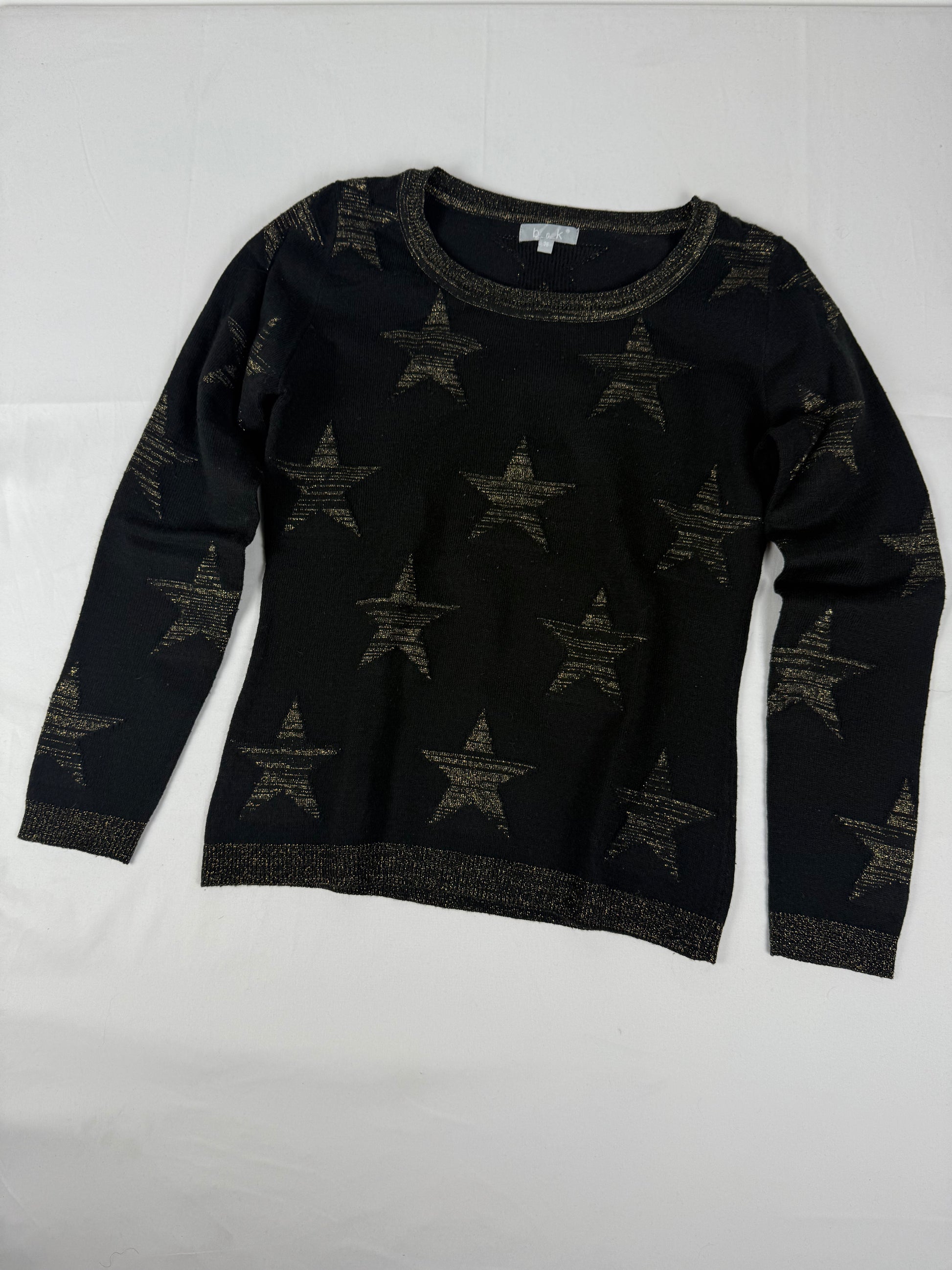 Black & gold stars print jumper (S)