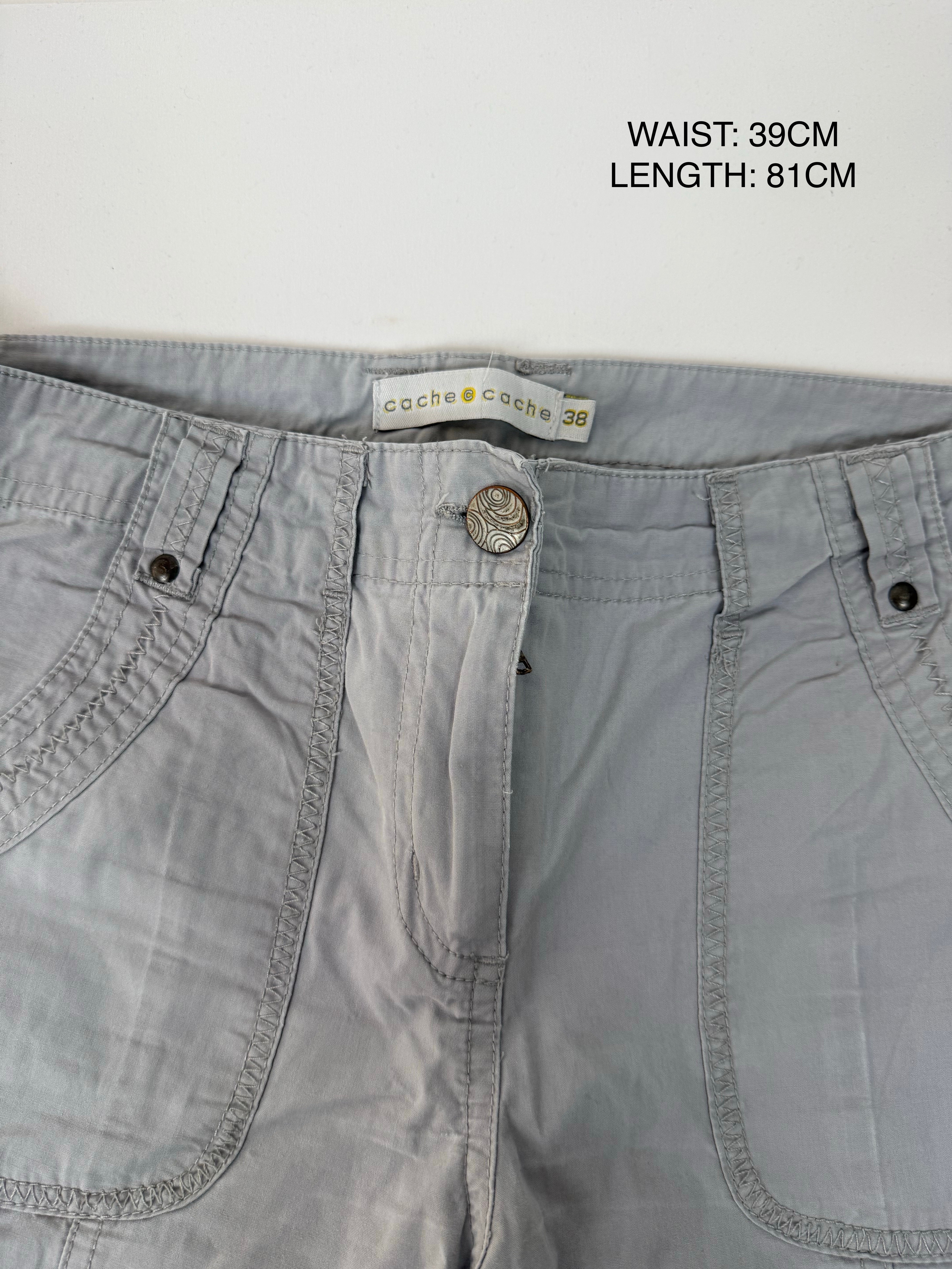 Grey cotton cargo capri pants (M)