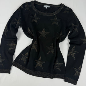 Black & gold stars print jumper (S)