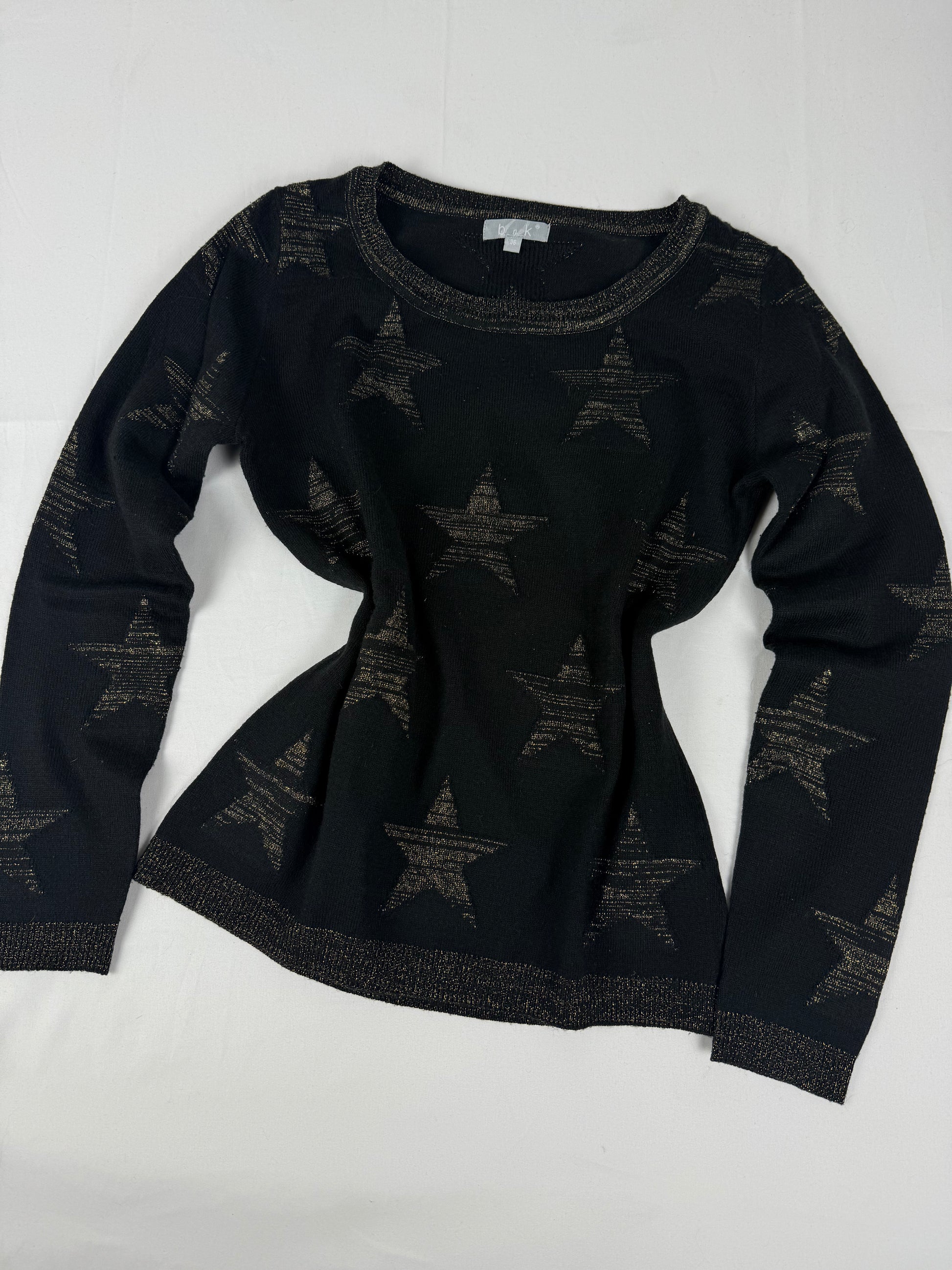 Black & gold stars print jumper (S)
