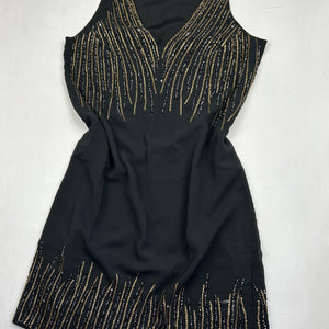 Black mesh lined rhinestone mini dress (M)