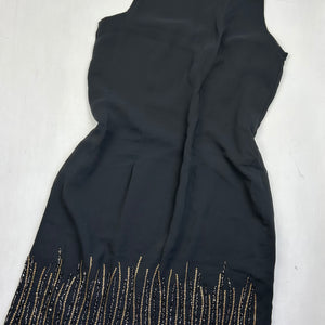 Black mesh lined rhinestone mini dress (M)