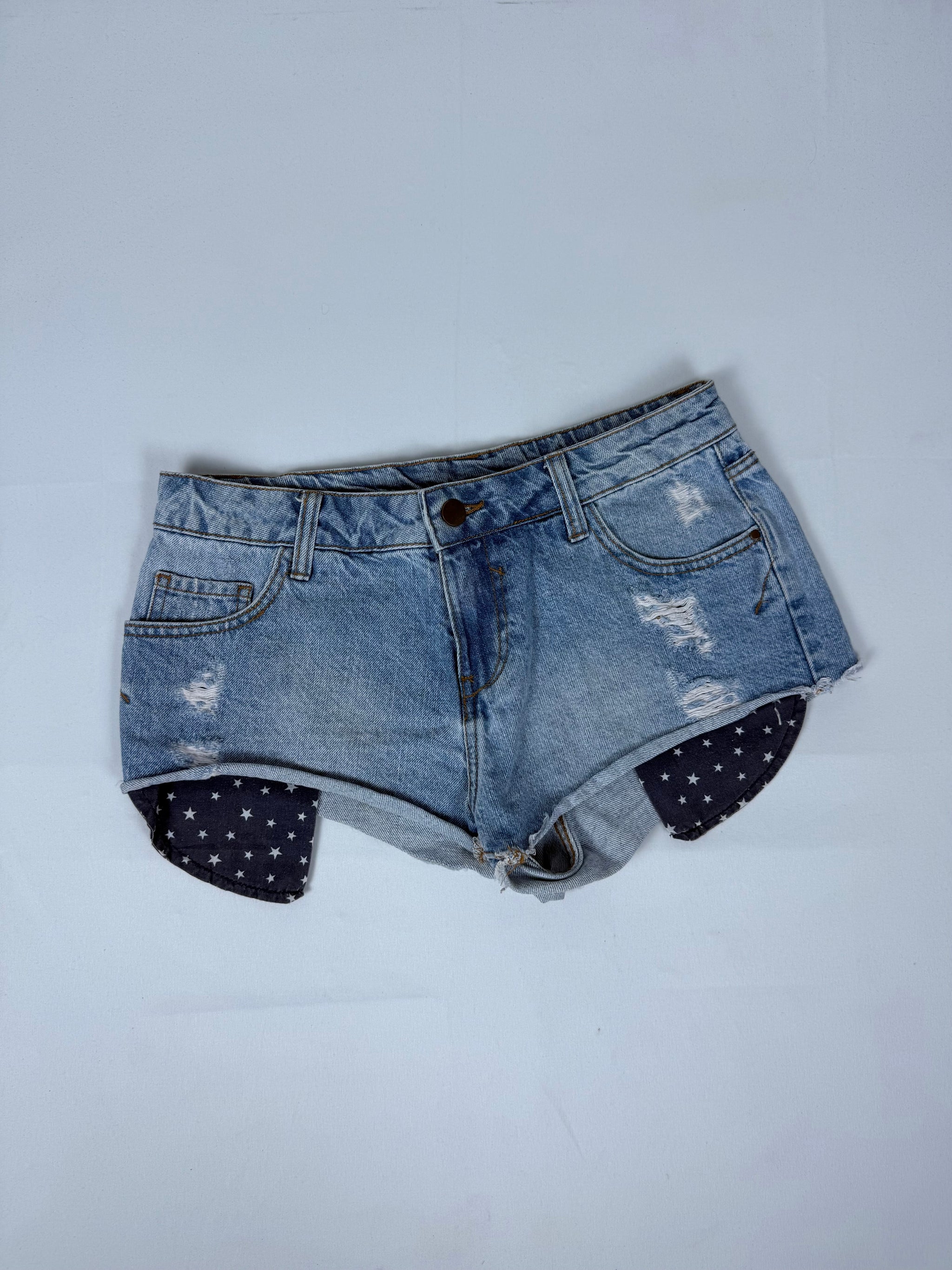 Blue denim low rise mini short (S/M)