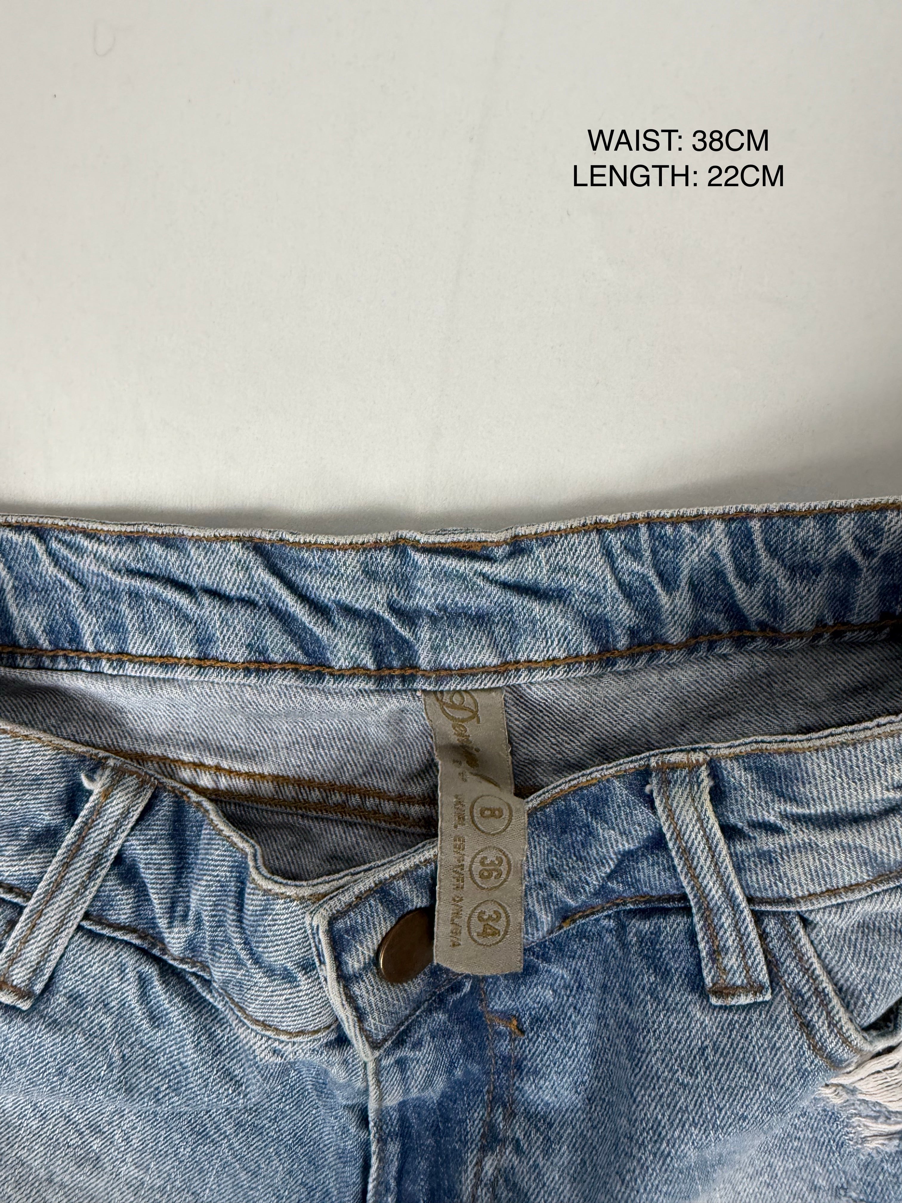 Blue denim low rise mini short (S/M)