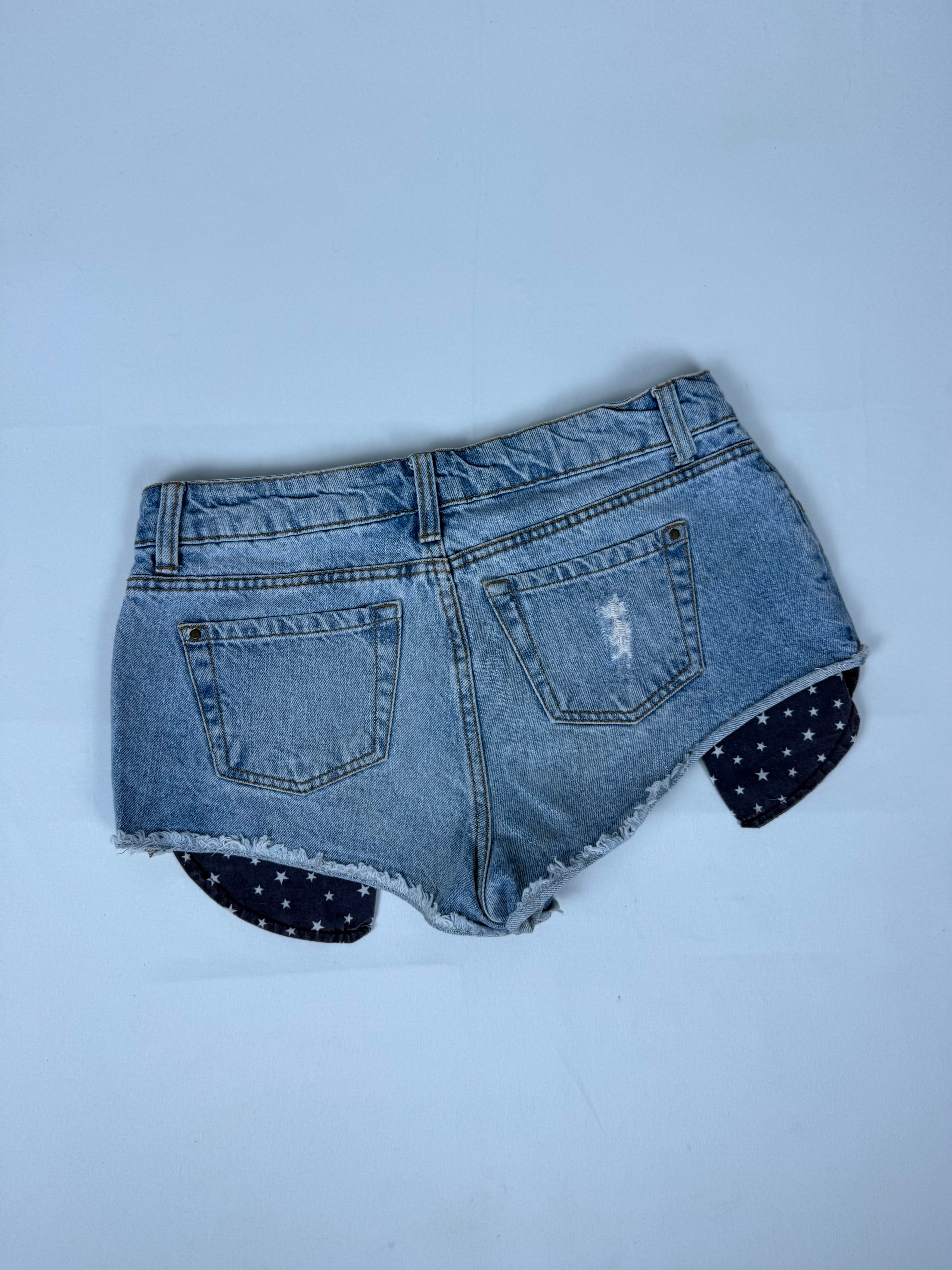 Blue denim low rise mini short (S/M)