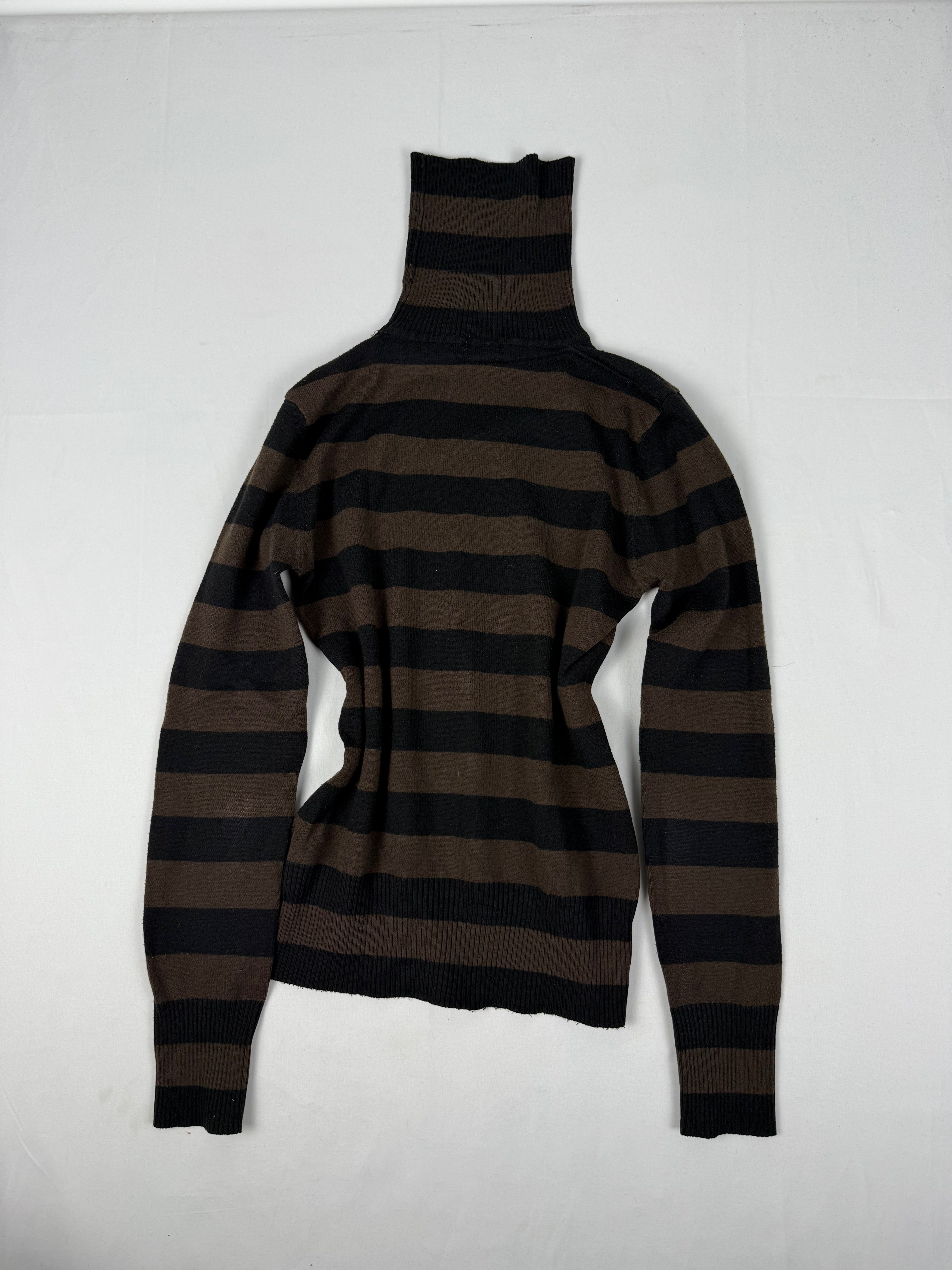 Brown striped turtleneck jumper (S)