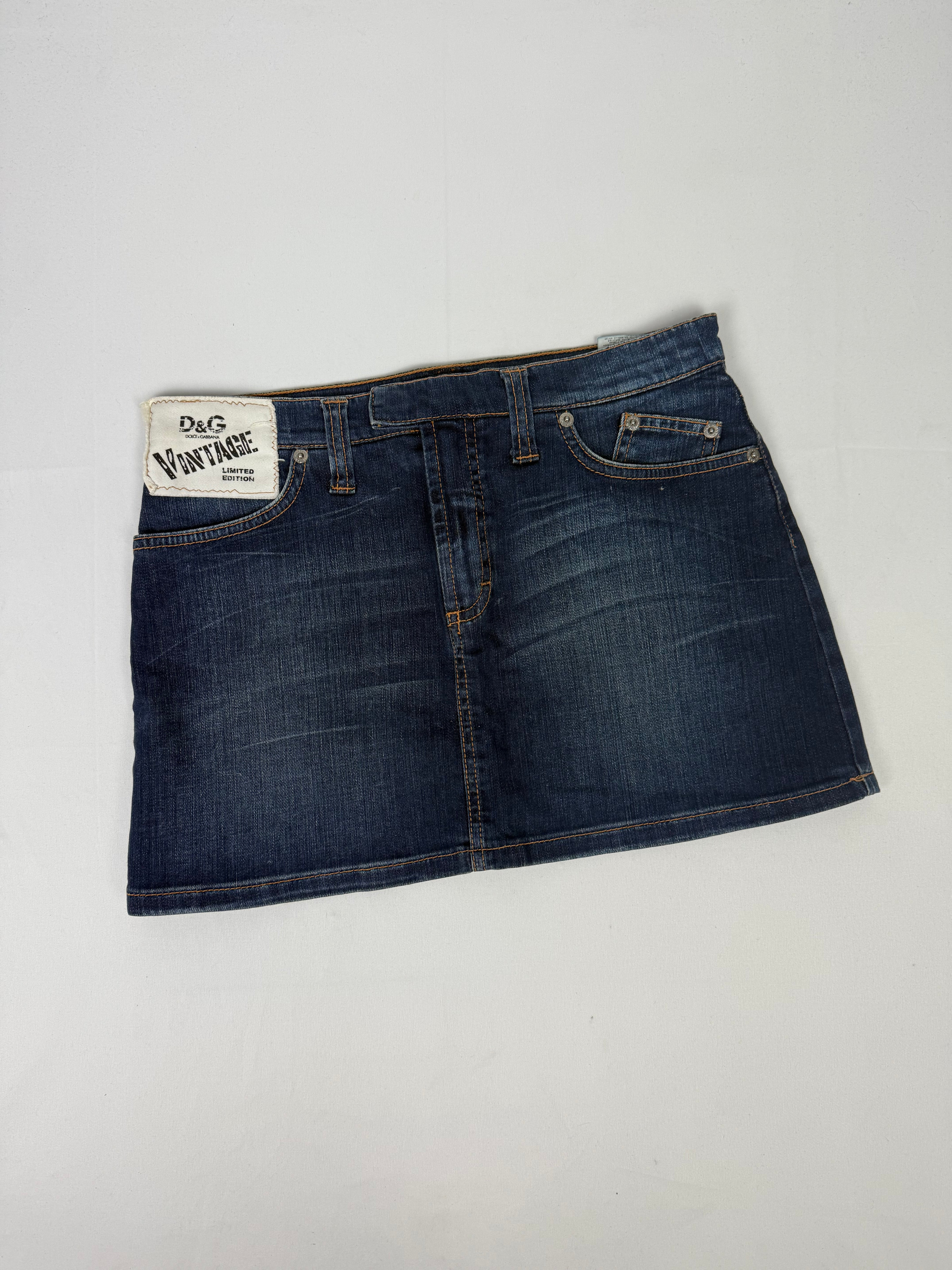 Blue denim sequins logo mini skirt (S/M)