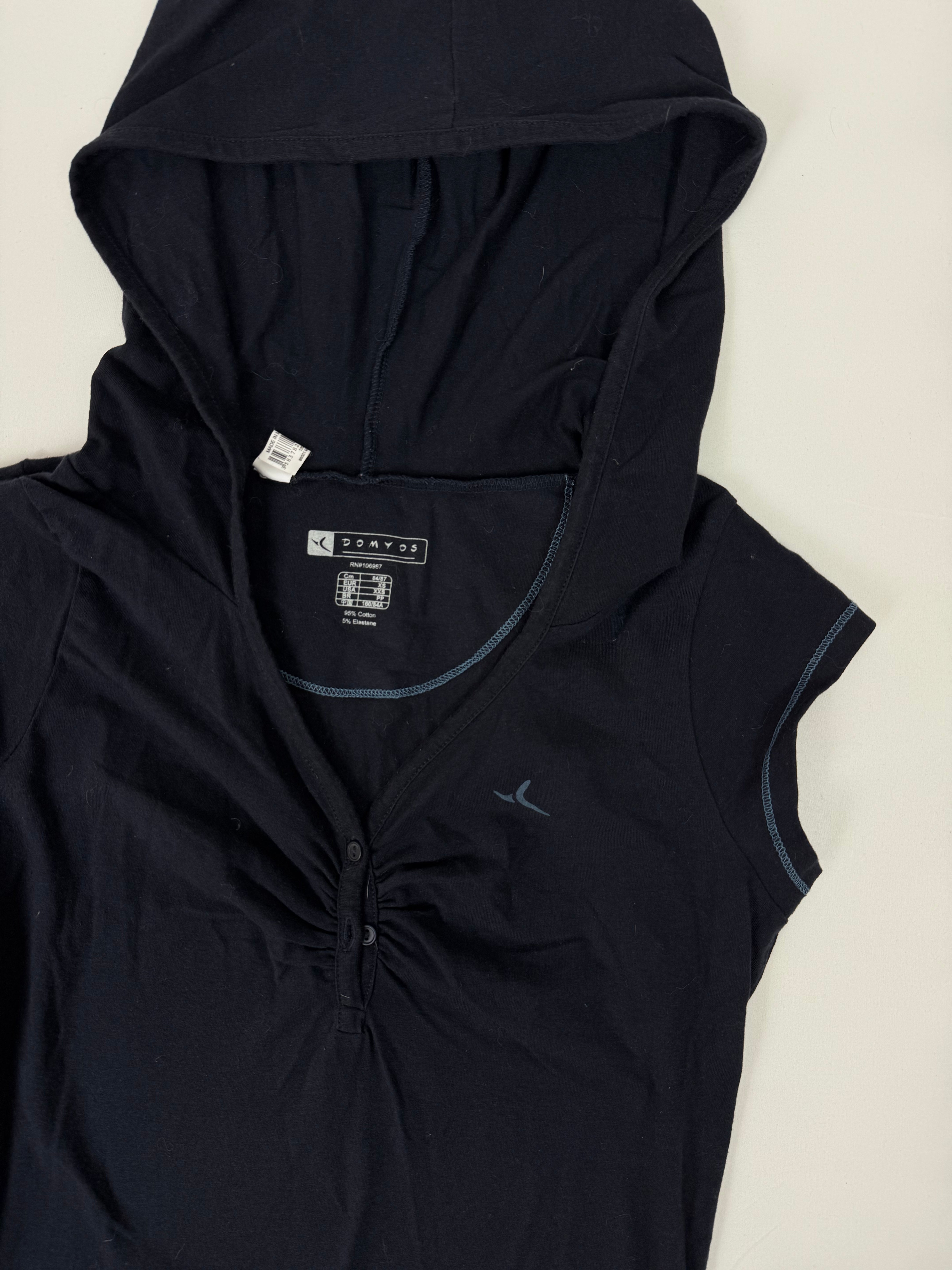 Navy hooded activewear tee (S)