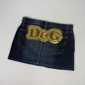 Blue denim sequins logo mini skirt (S/M)