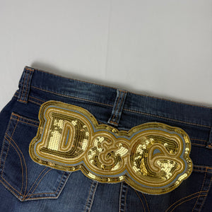 Blue denim sequins logo mini skirt (S/M)