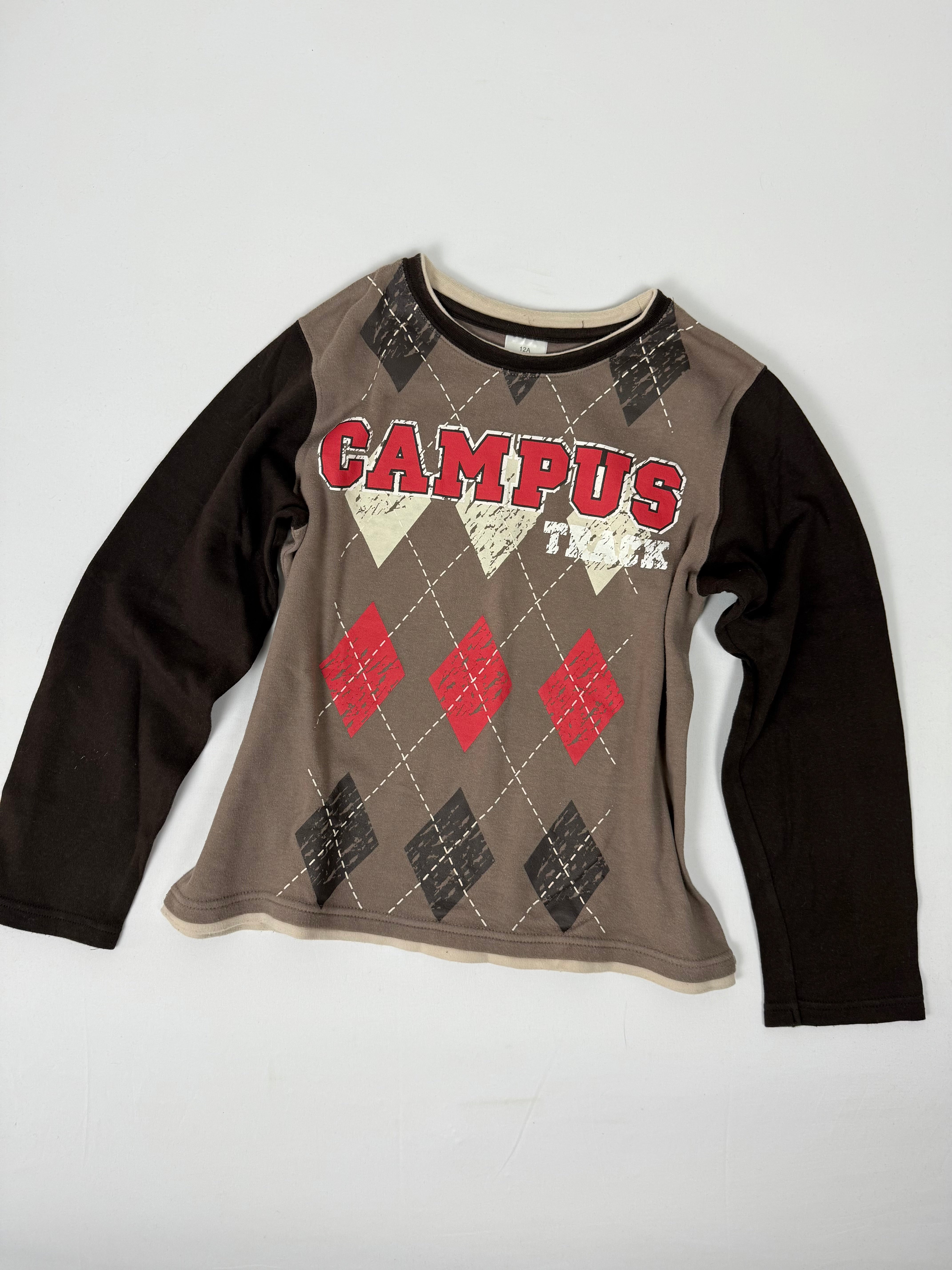 Black graphic long sleeves top (S)
