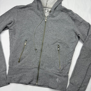 Grey cotton zip up tight fit sweatshirt (S)