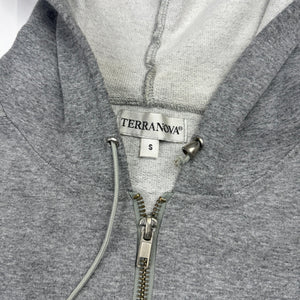 Grey cotton zip up tight fit sweatshirt (S)