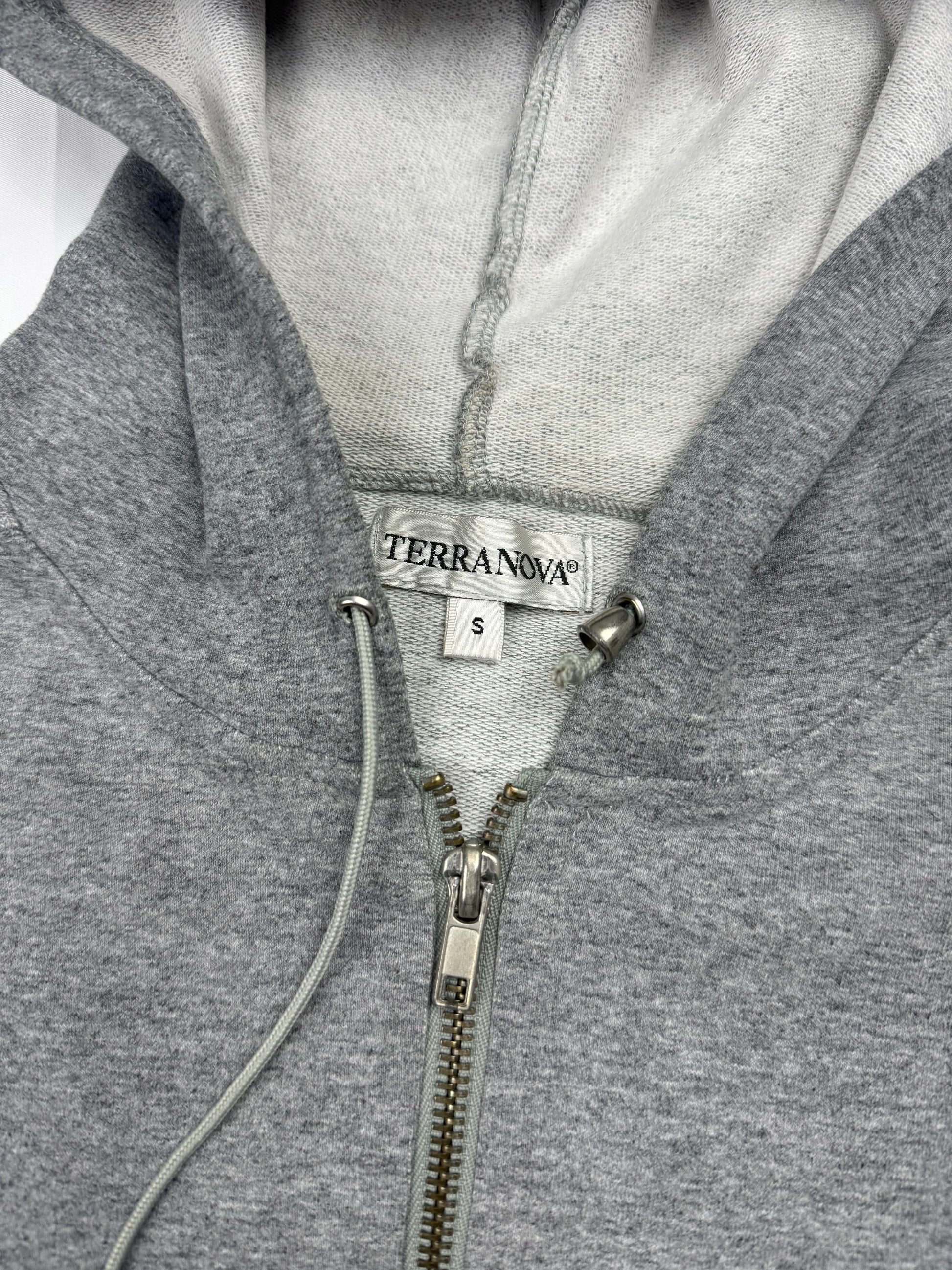 Grey cotton zip up tight fit sweatshirt (S)