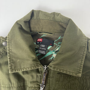 Khaki utility zip up cotton jacket (M)