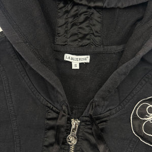 Black lace up tight fit zip up hoodie (S)