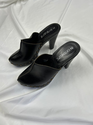 Black 100% leather clogs heels (38)