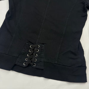 Black lace up tight fit zip up hoodie (S)