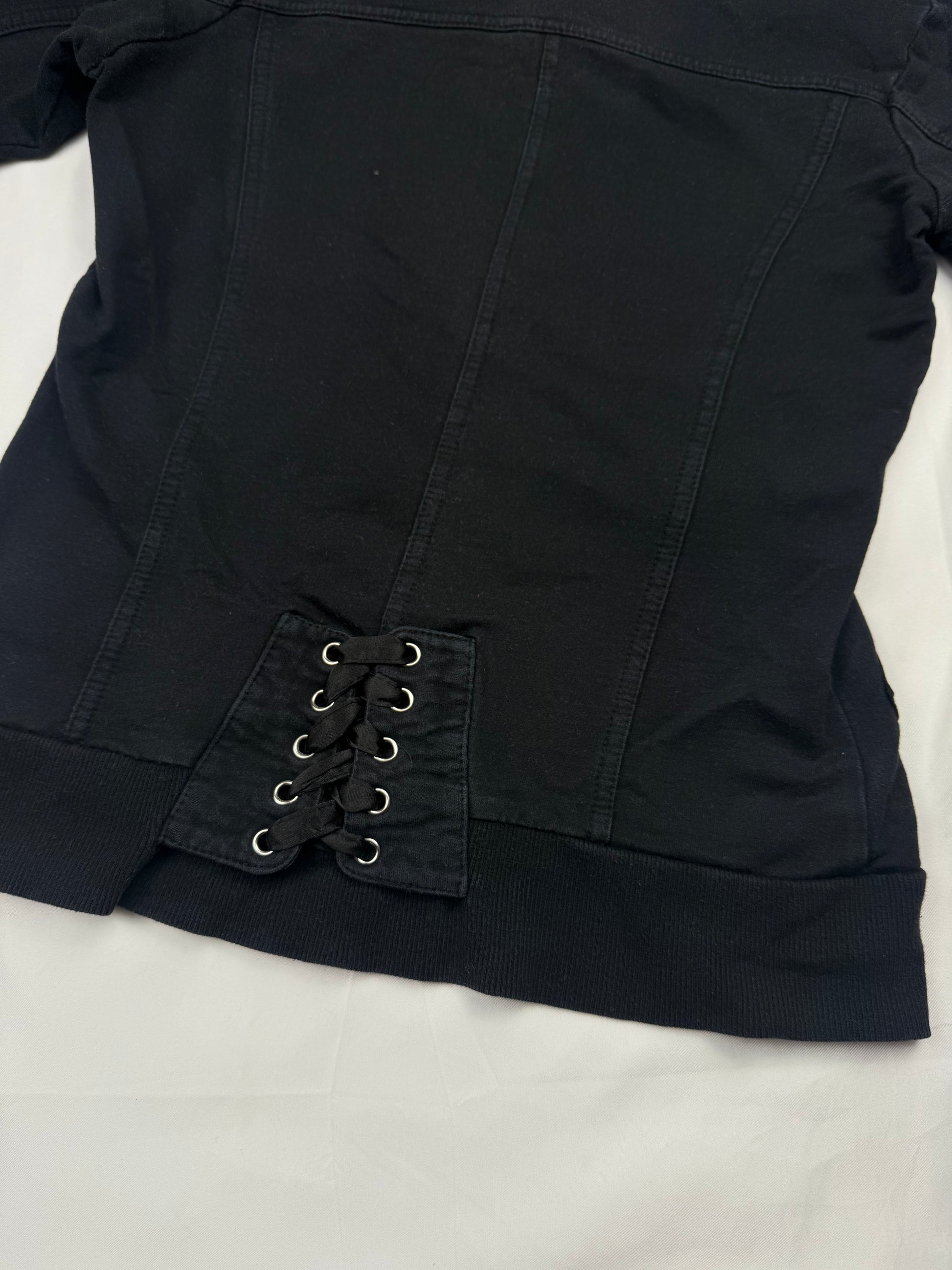 Black lace up tight fit zip up hoodie (S)