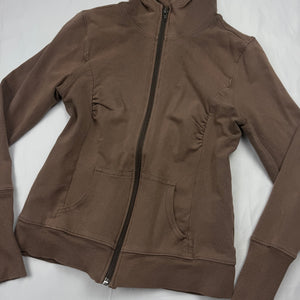 Brown cotton zip up hoodie (S)
