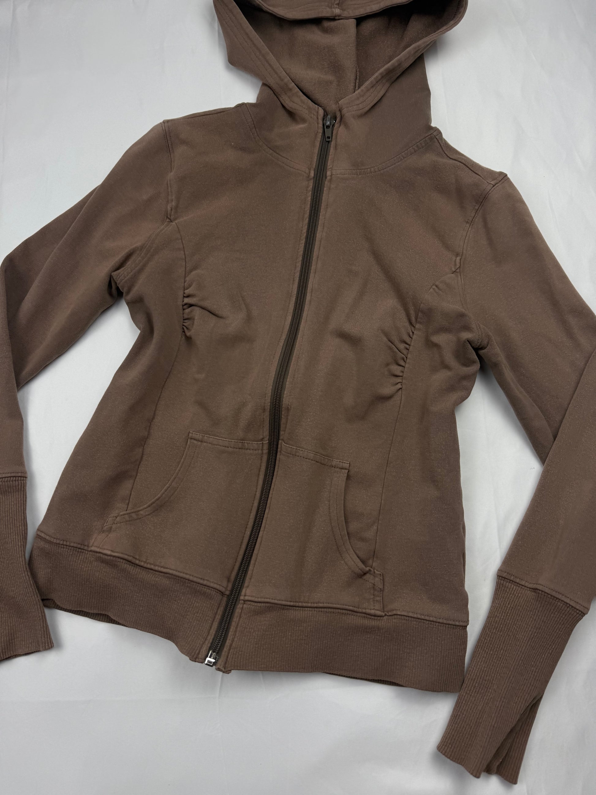 Brown cotton zip up hoodie (S)