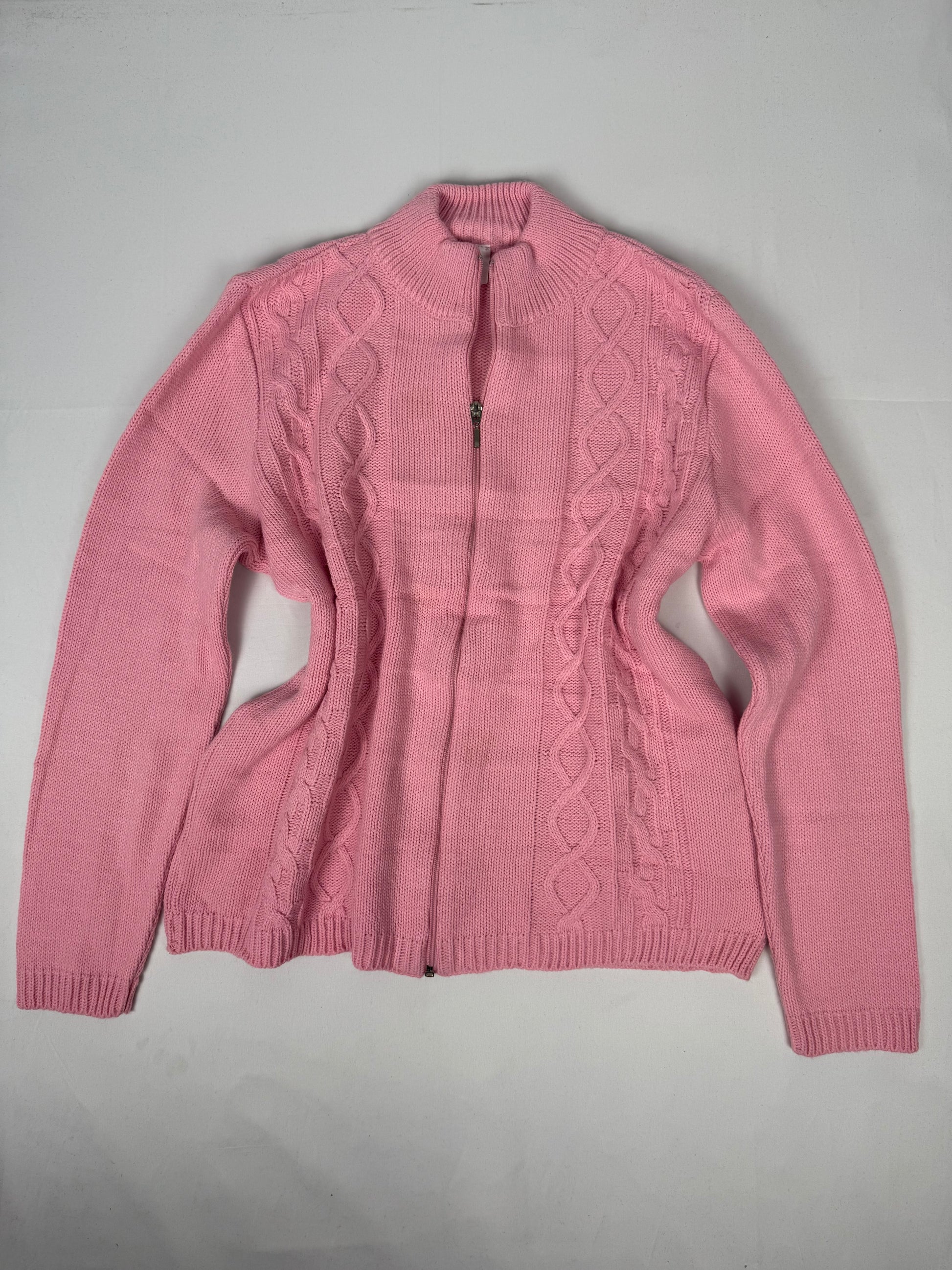 Pink zip up cardigan jumper (XL)