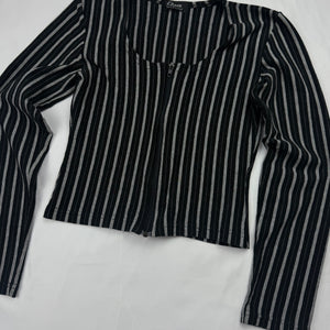 Black striped zip up long sleeves top (S/M)
