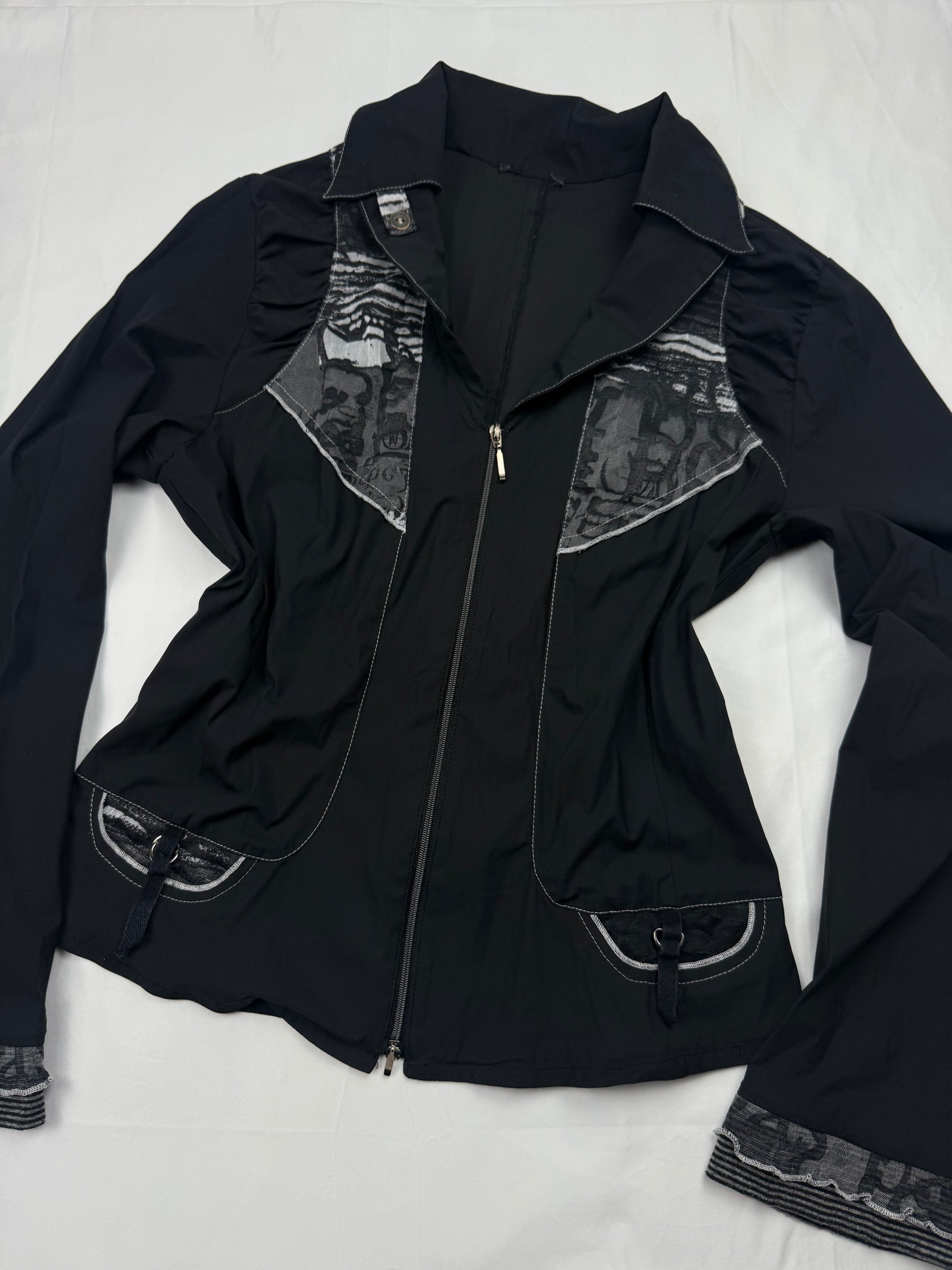 Black lightweight zip up office jacket (M)