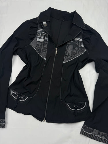 Black lightweight zip up office jacket (M)