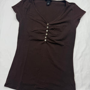 Brown 100% cotton tight fit tee (S)