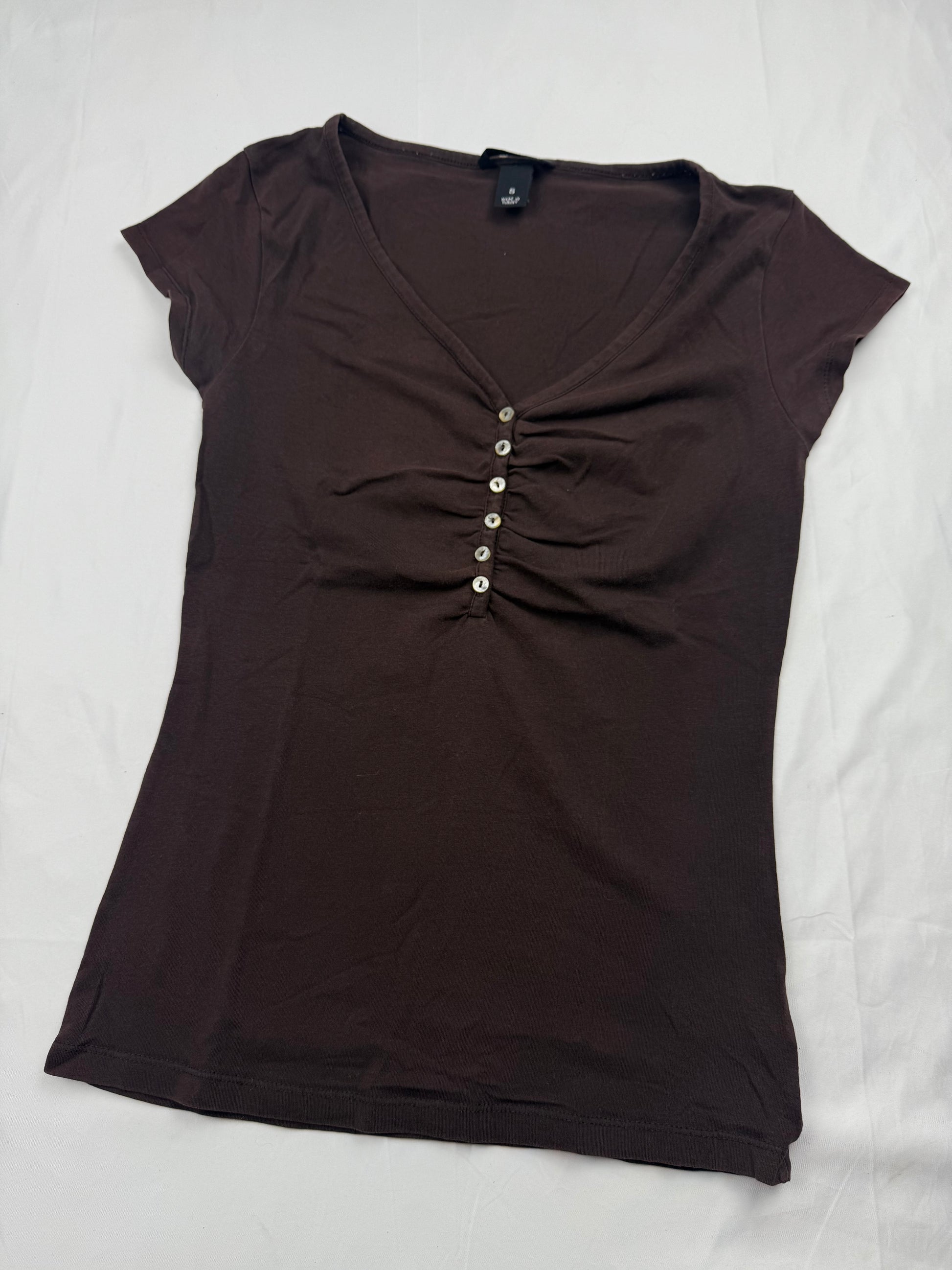 Brown 100% cotton tight fit tee (S)