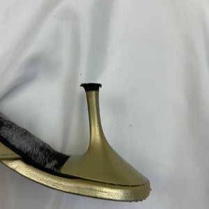 Gold 100% leather kitten heels summer mules (37)