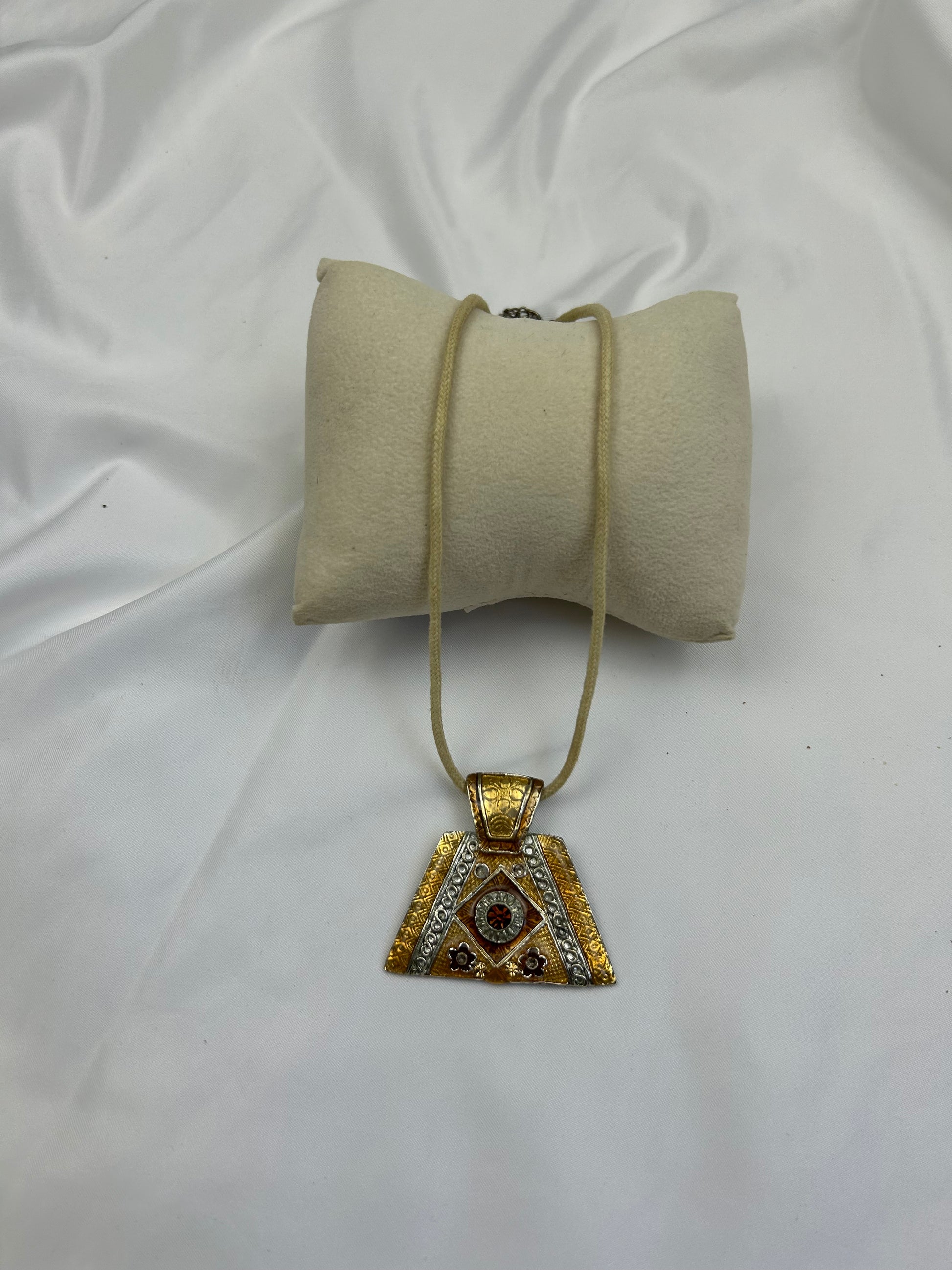 Stainless steel beige cord boho necklace
