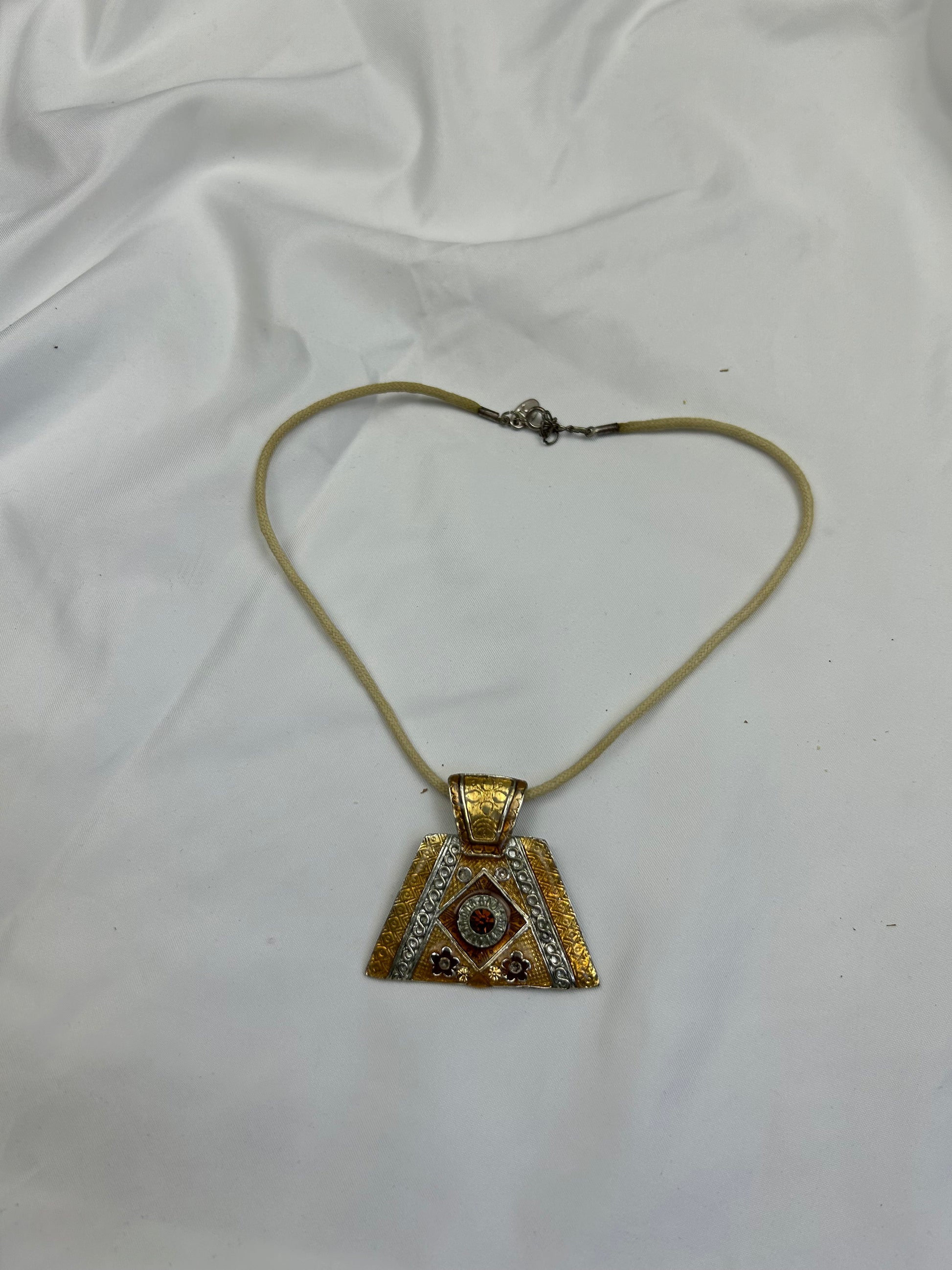 Stainless steel beige cord boho necklace