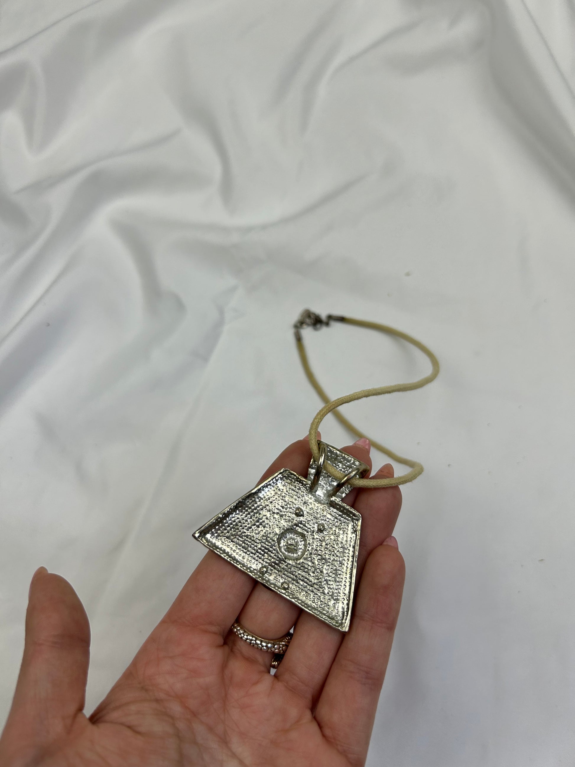 Stainless steel beige cord boho necklace