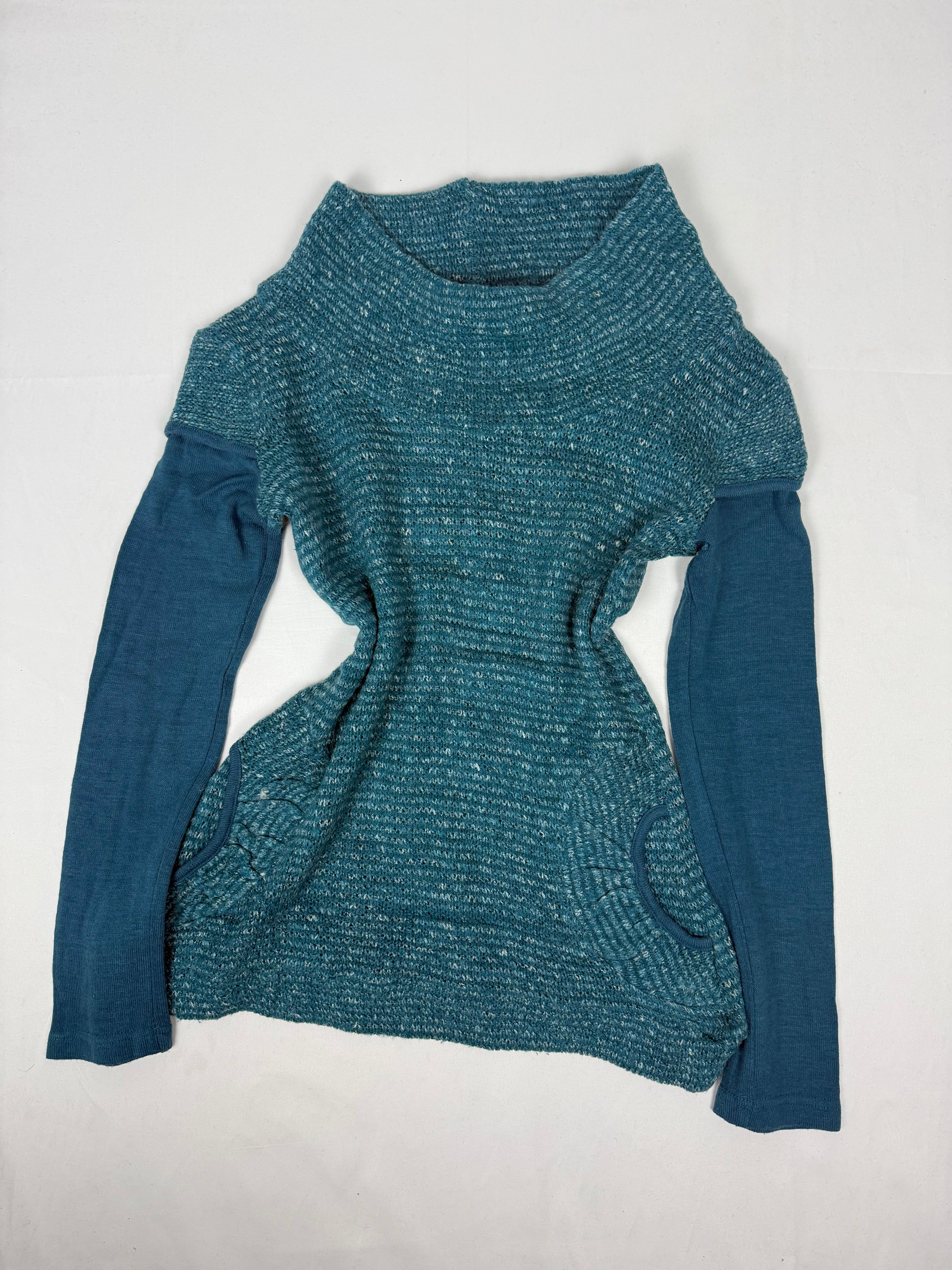Blue short sleeves striped 2 in 1 jumper (S/M)