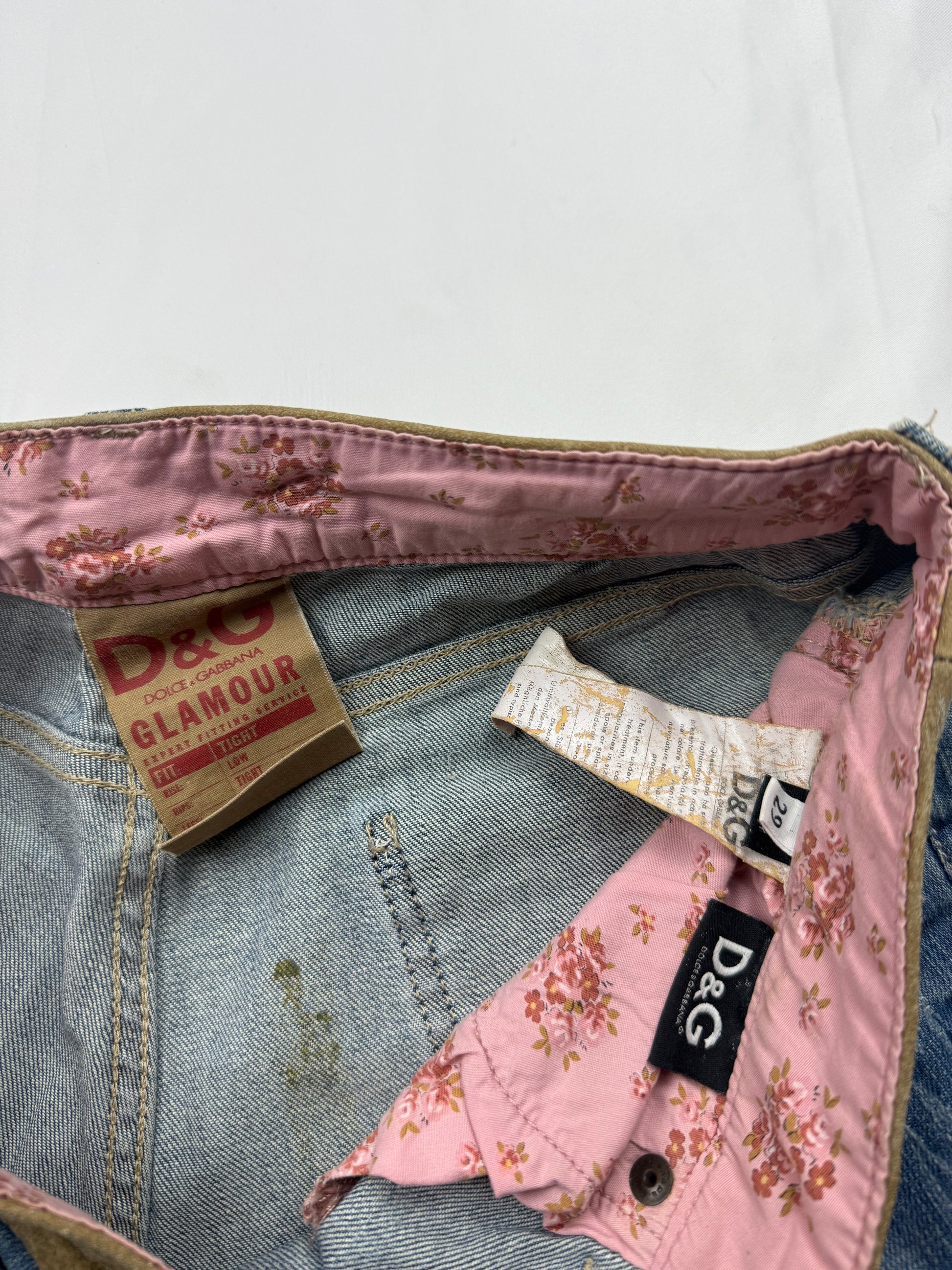 Blue denim lace up low rise capri pants (S/M)