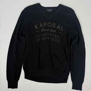 Black V neck 100% cotton jumper (M/L)