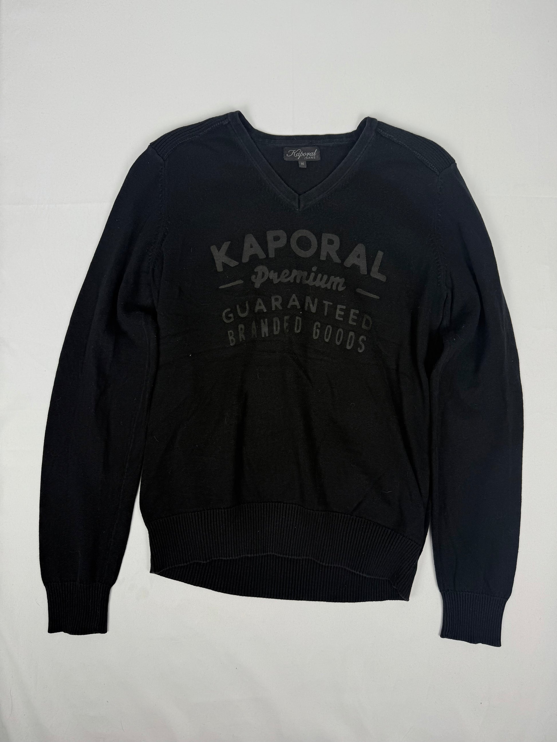 Black V neck 100% cotton jumper (M/L)