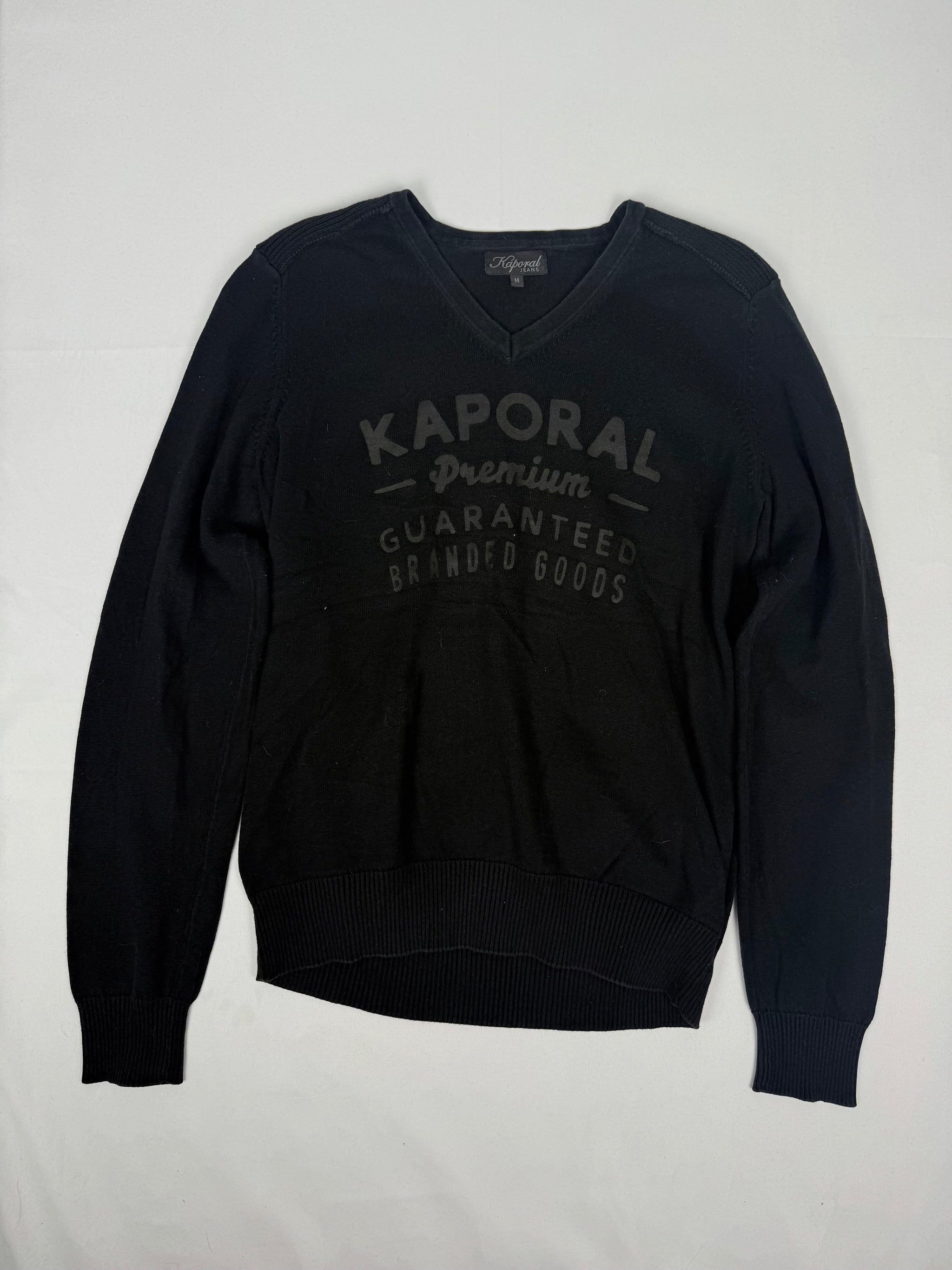 Black V neck 100% cotton jumper (M/L)