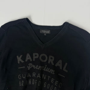 Black V neck 100% cotton jumper (M/L)