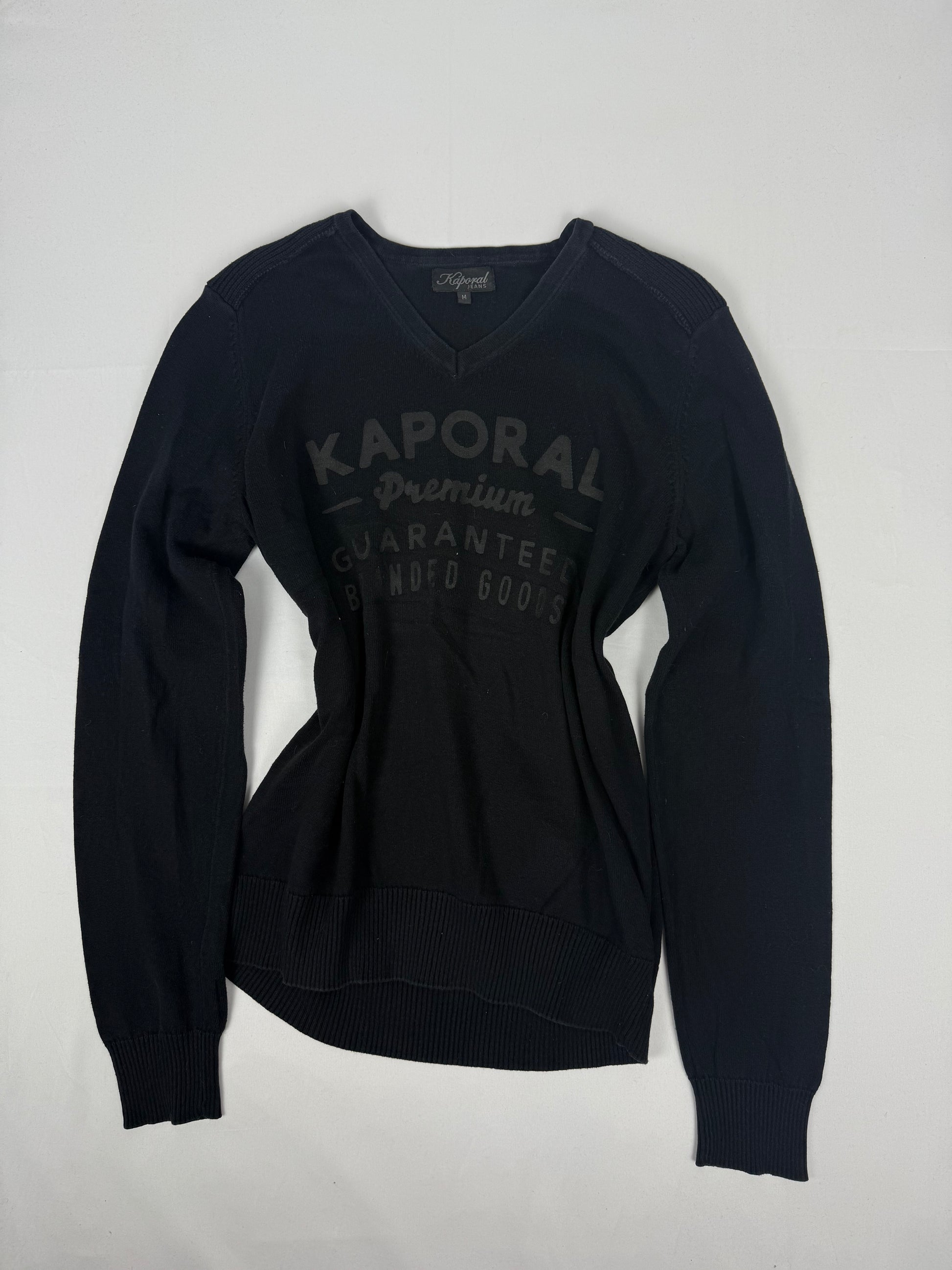 Black V neck 100% cotton jumper (M/L)