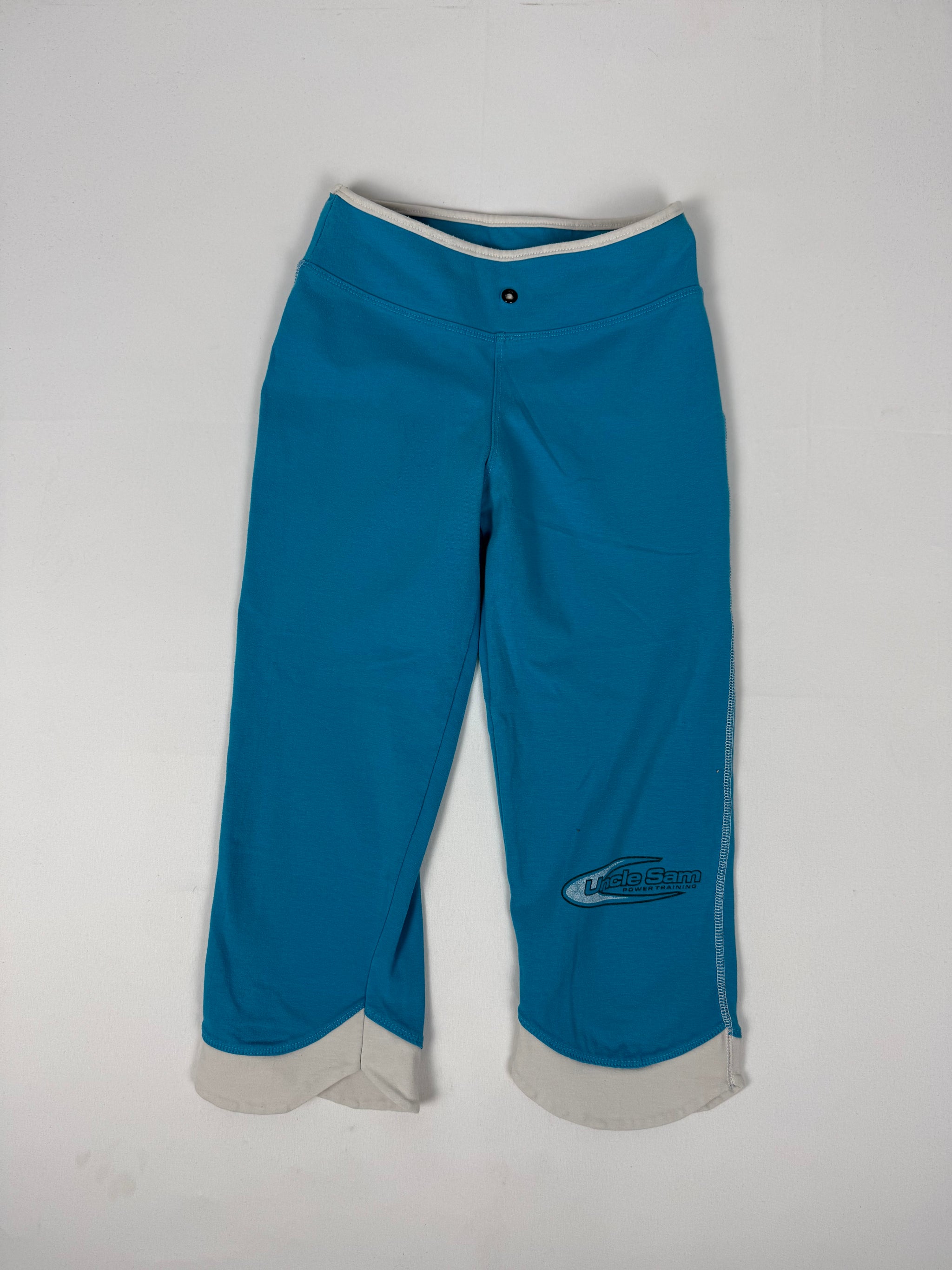 Blue low rise activewear stretchy capri pants (S)