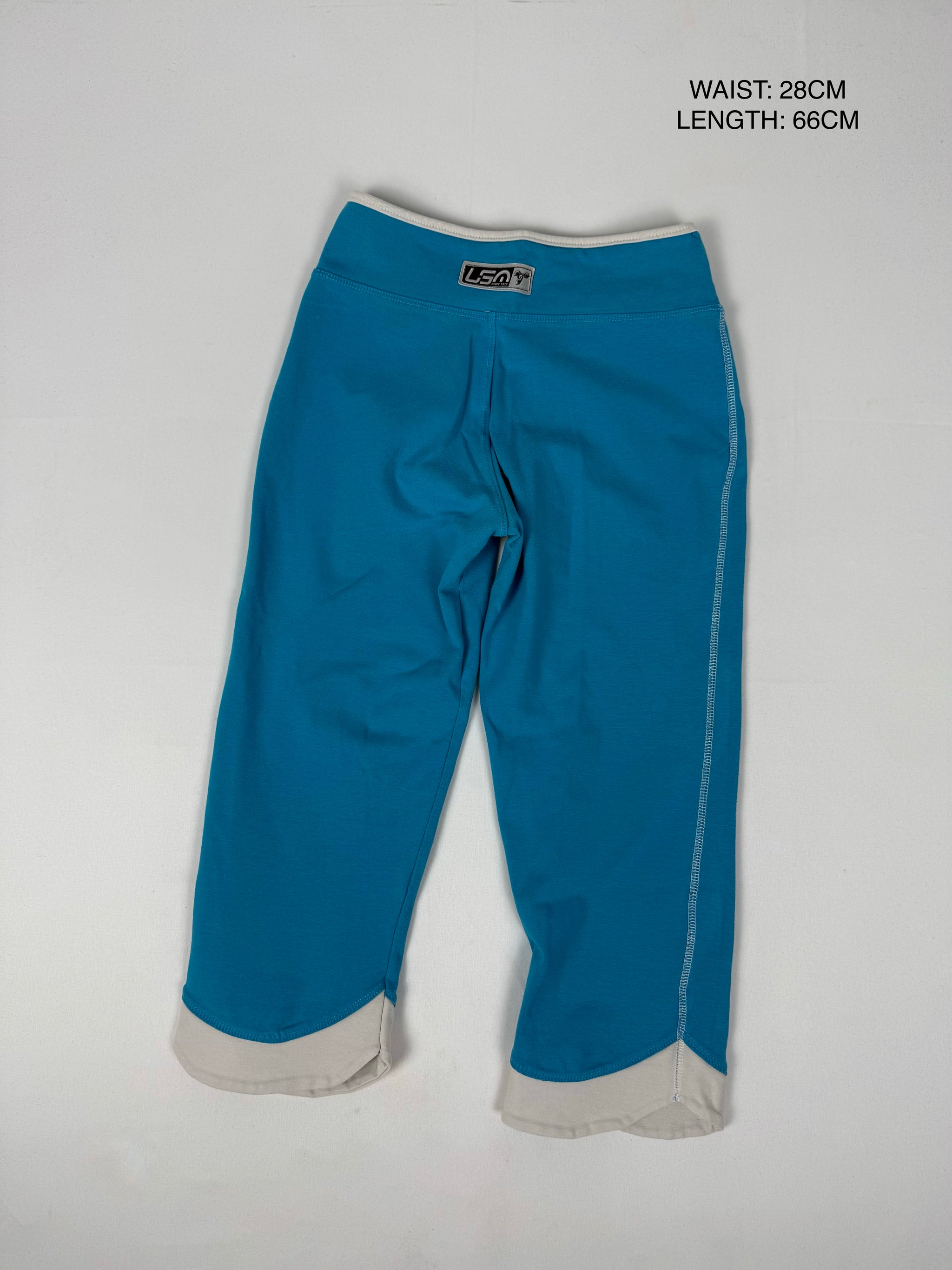 Blue low rise activewear stretchy capri pants (S)